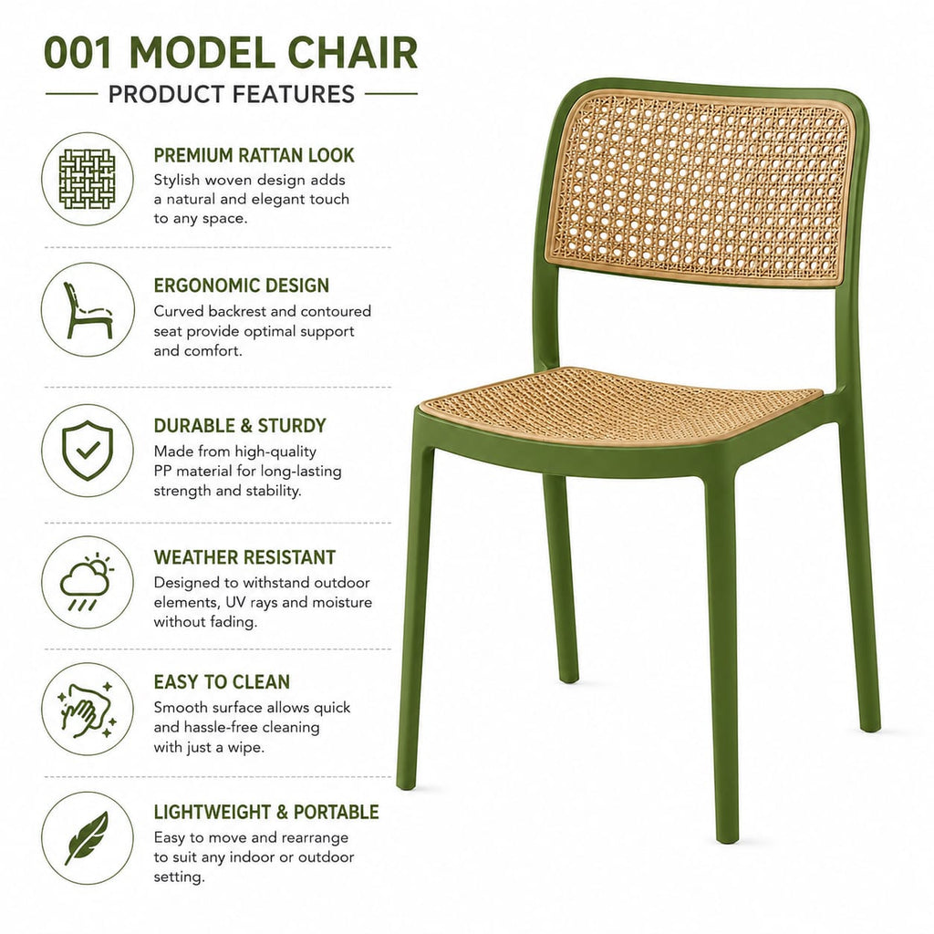 Olive Rattan Designer Chair