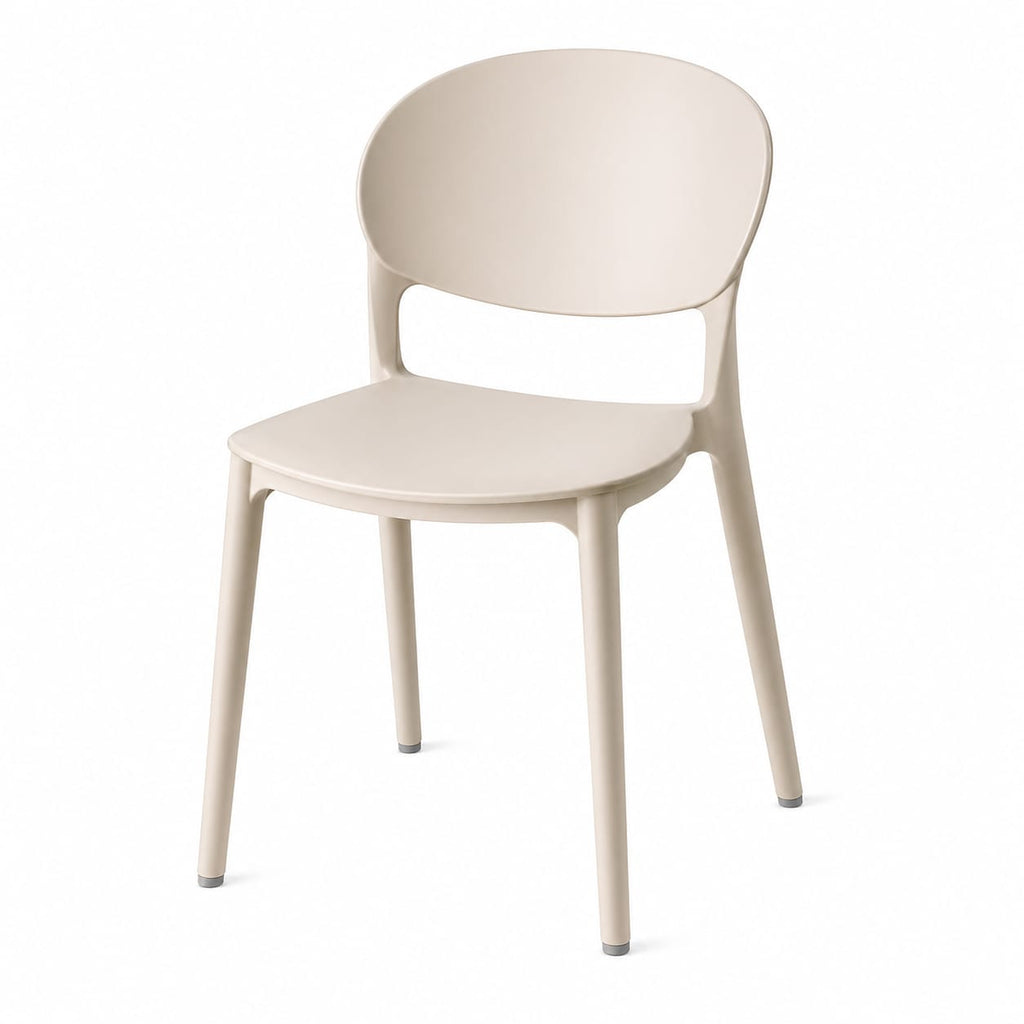 Modern Ergonomic Dining Chair – Minimalist Round-Back Side Chair, Durable Matte Polypropylene, Lightweight Stackable Accent Seating for Kitchen, Dining Room, and Home Office – Sandal