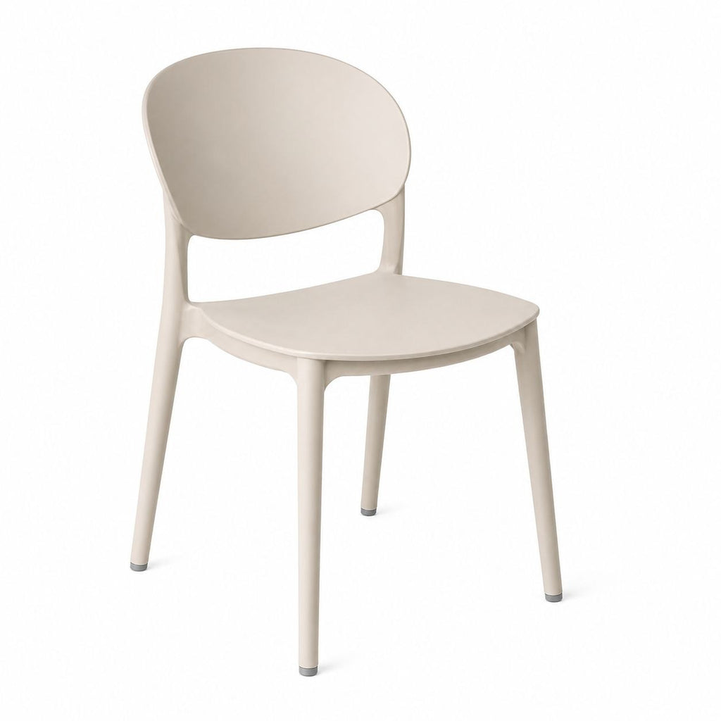Modern Ergonomic Dining Chair – Minimalist Round-Back Side Chair, Durable Matte Polypropylene, Lightweight Stackable Accent Seating for Kitchen, Dining Room, and Home Office – Sandal
