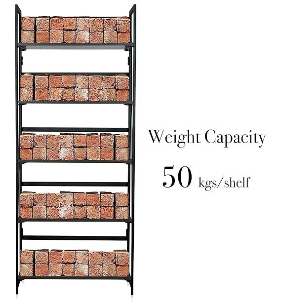 Foldable Industrial Storage Rack with Wooden Shelves