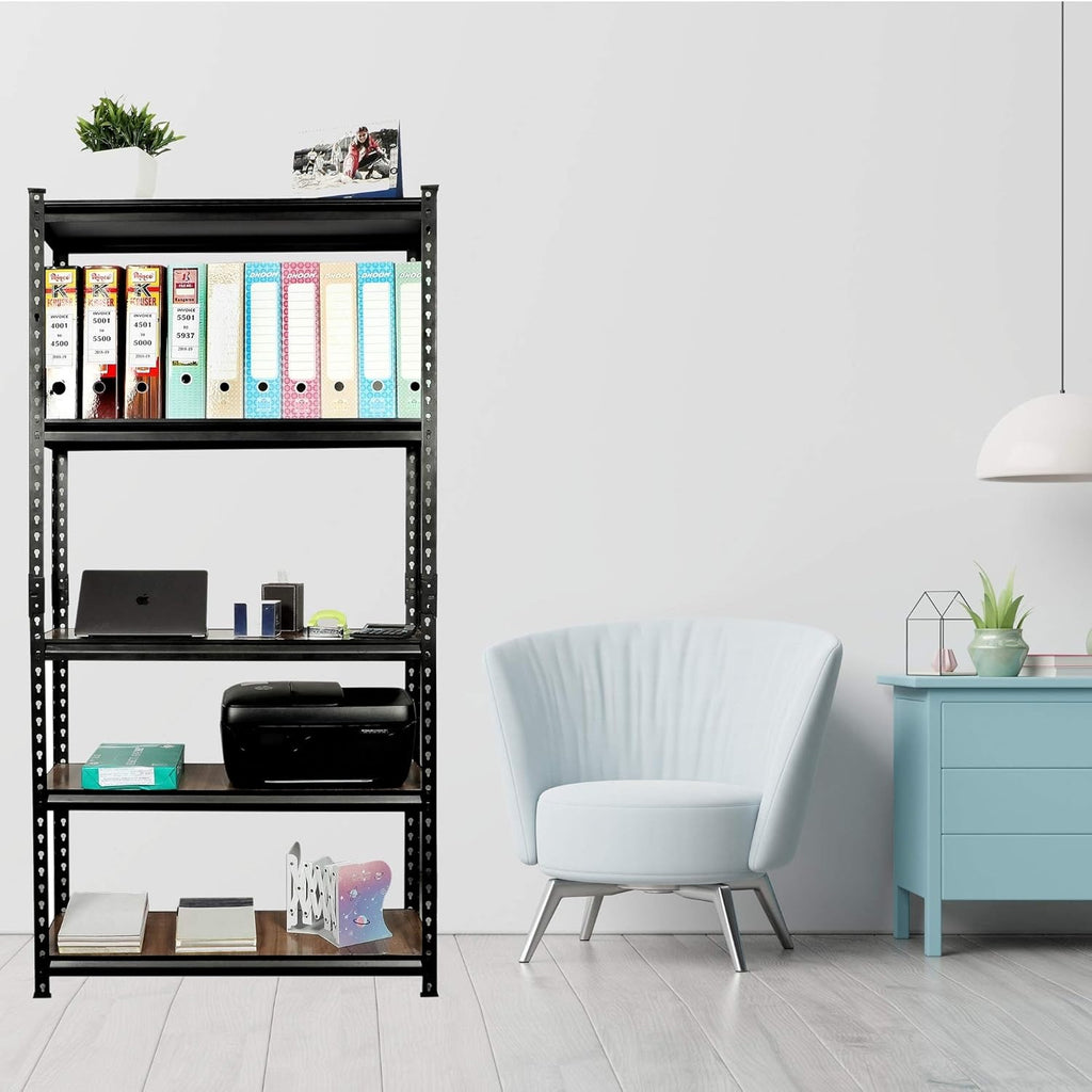 Non laminated large size boltless rack| Adjustable, Heavy Duty Storage Shelving Unit Boltless [Laminate Sheet] Kitchen, Office, Dorm, Or Garage,Shoe Rack (5 Section With 1 Support Bar File Holder