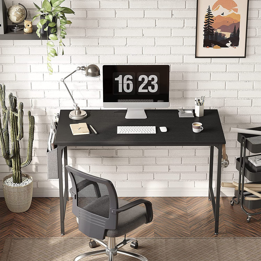 Computer Desk Home Office Writing Study Desk, Modern Simple Style Laptop Table with Storage Bag (30" X 32" X19", Black)