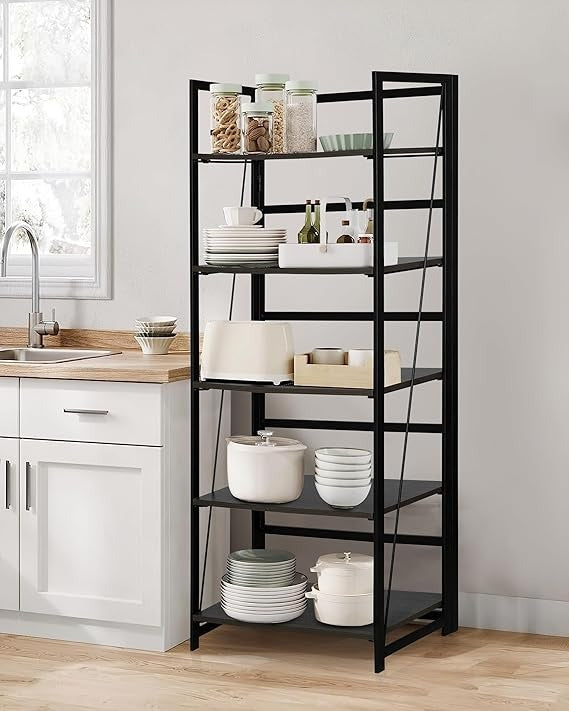 Foldable Industrial Storage Rack with Wooden Shelves