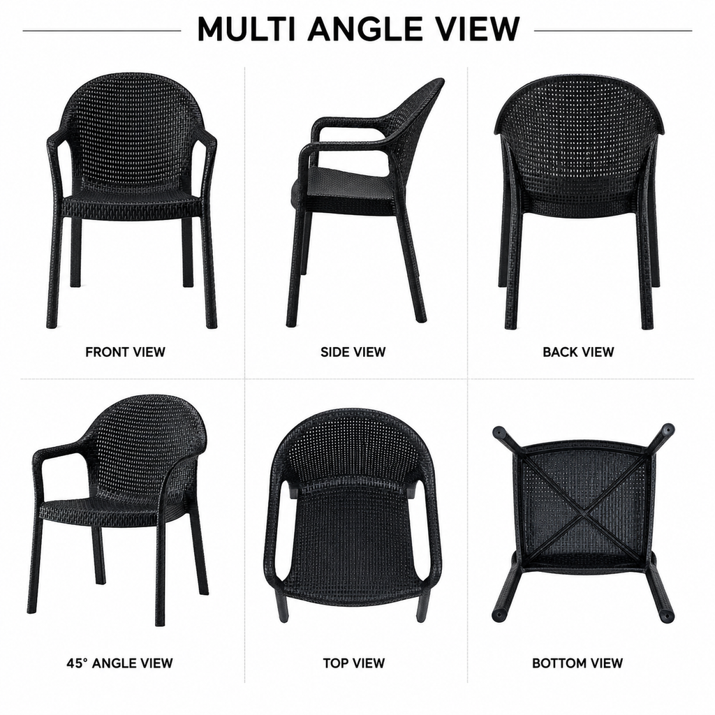 Black Rattan-Effect Dining Armchair