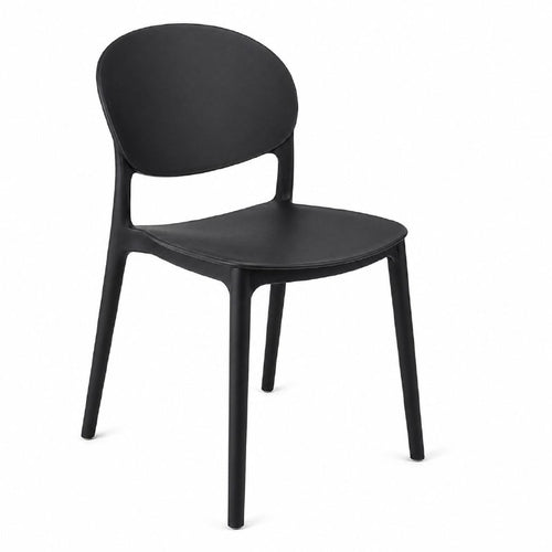 Black Dining Chair – Ergonomic Rounded Back Side Chair, Lightweight Stackable Plastic Seating for Kitchen, Living Room, Dining Area, or Office – Sleek Minimalist Design