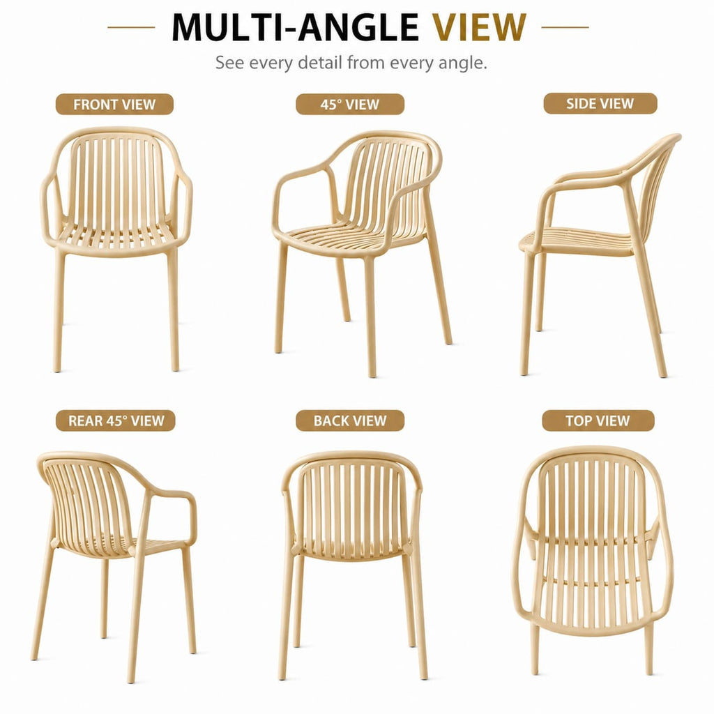 Modern Design New Stackable Polypropylene Outdoor Garden Dining Chair Armrest Kitchen School and Home Furniture Use