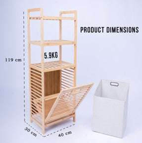 Bamboo Laundry Hamper Shelf Organizer Rack