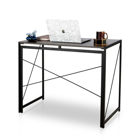 Modern Minimalist Folding table | Black Industrial Study Desk | Space saving Foldable table