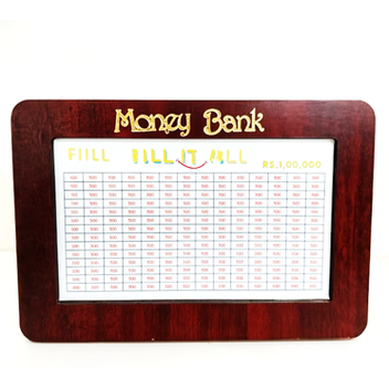 Money Bank Wooden Savings Challenge Box Fill It All ₹1,00,000