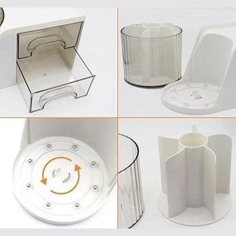 360° Rotating Desk Organizer with Drawers