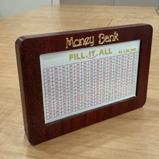 Money Bank Wooden Savings Challenge Box Fill It All ₹1,00,000