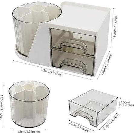 360° Rotating Desk Organizer with Drawers