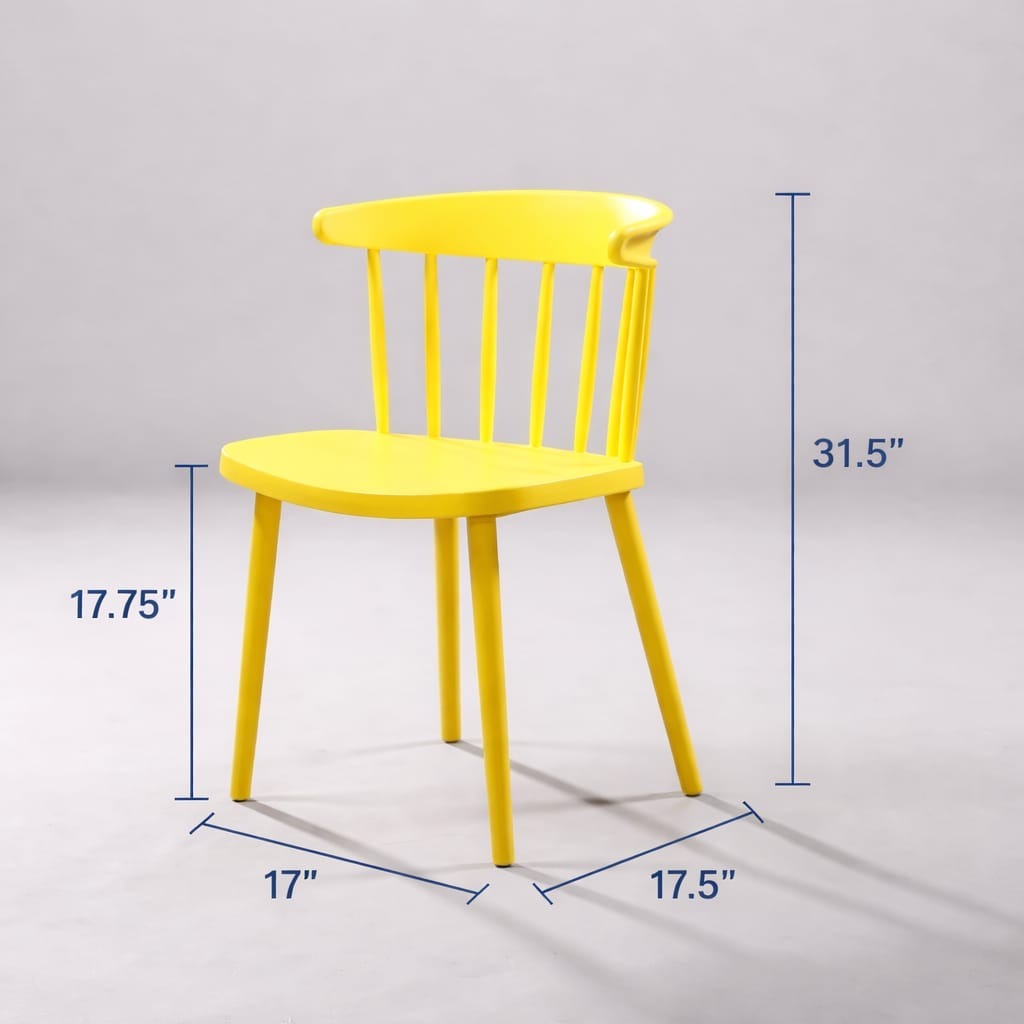 Modern Yellow Plastic Dining Chair – Contemporary Armless Accent Chair for Kitchen, Café & Living Room