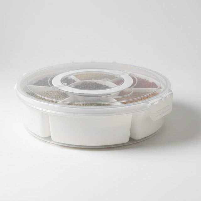 Round Airtight Plastic Snack & Dry Fruit Storage Container with Compartments