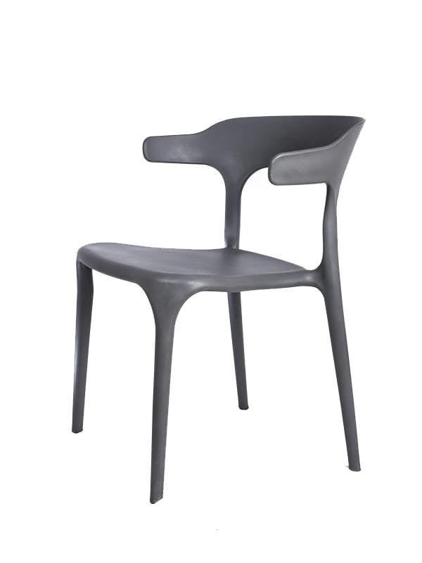 Modern Black Plastic Chair with Armrest – Minimalist Ergonomic Dining Chair, Lightweight Durable Seating for Home, Office, Cafe & Balcony