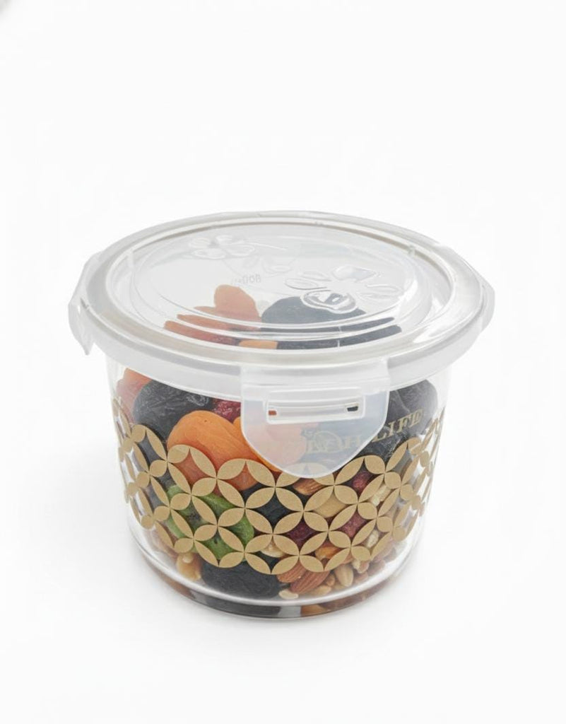 Luxury Gold Patterned Candy Jar with Floral Embossed Airtight Lid