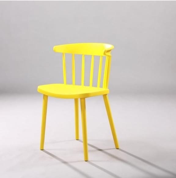 Modern Yellow Plastic Dining Chair – Contemporary Armless Accent Chair for Kitchen, Café & Living Room