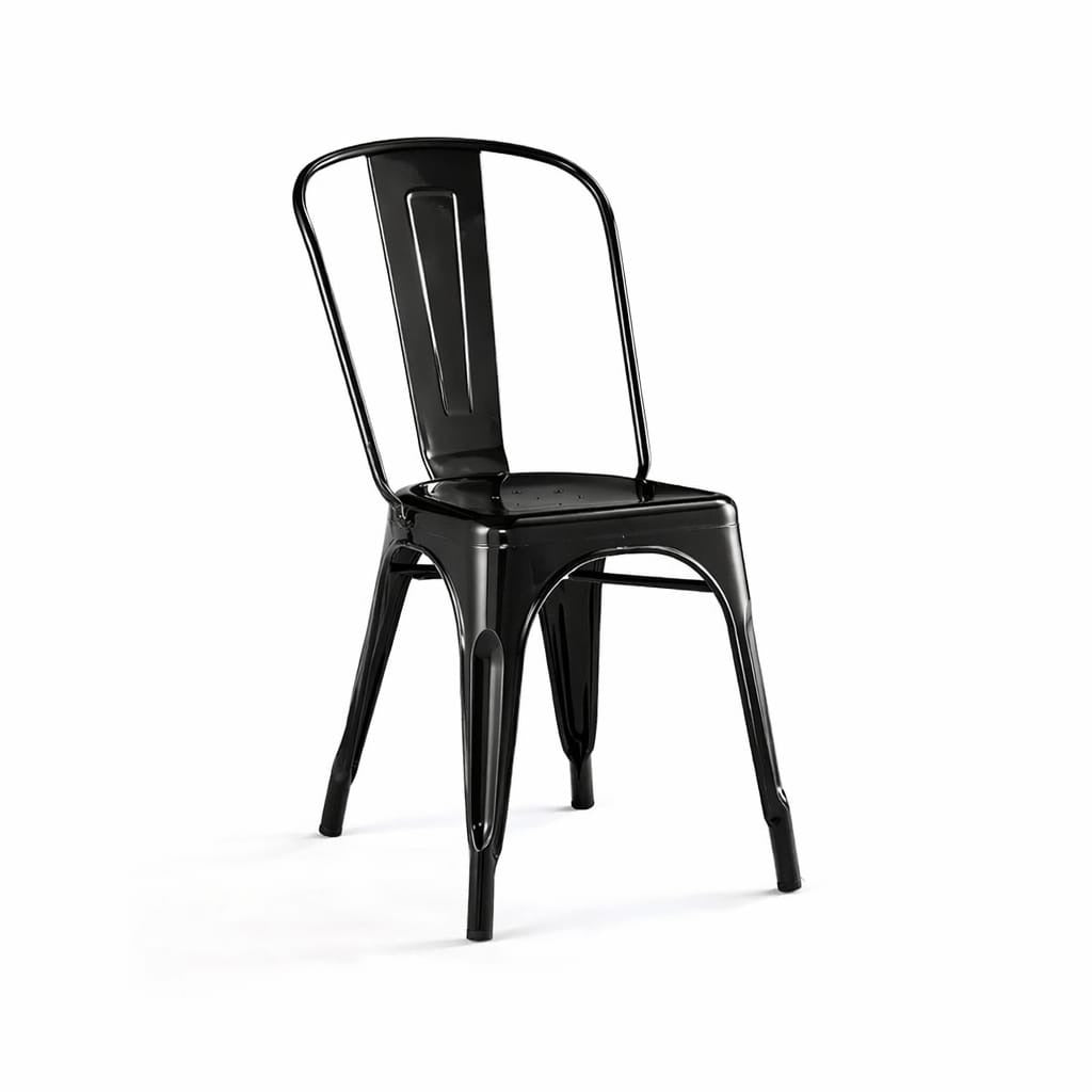 Industrial Metal Dining Chair – Black Tolix Style Steel Chair | Modern Stackable Café, Restaurant & Home Seating