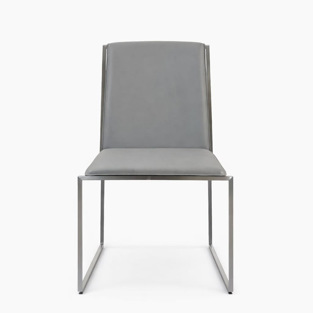 Modern Grey Upholstered Dining Chair with Metal Sled Base | Minimalist Armless Kitchen & Restaurant Chair | Contemporary Home Furniture