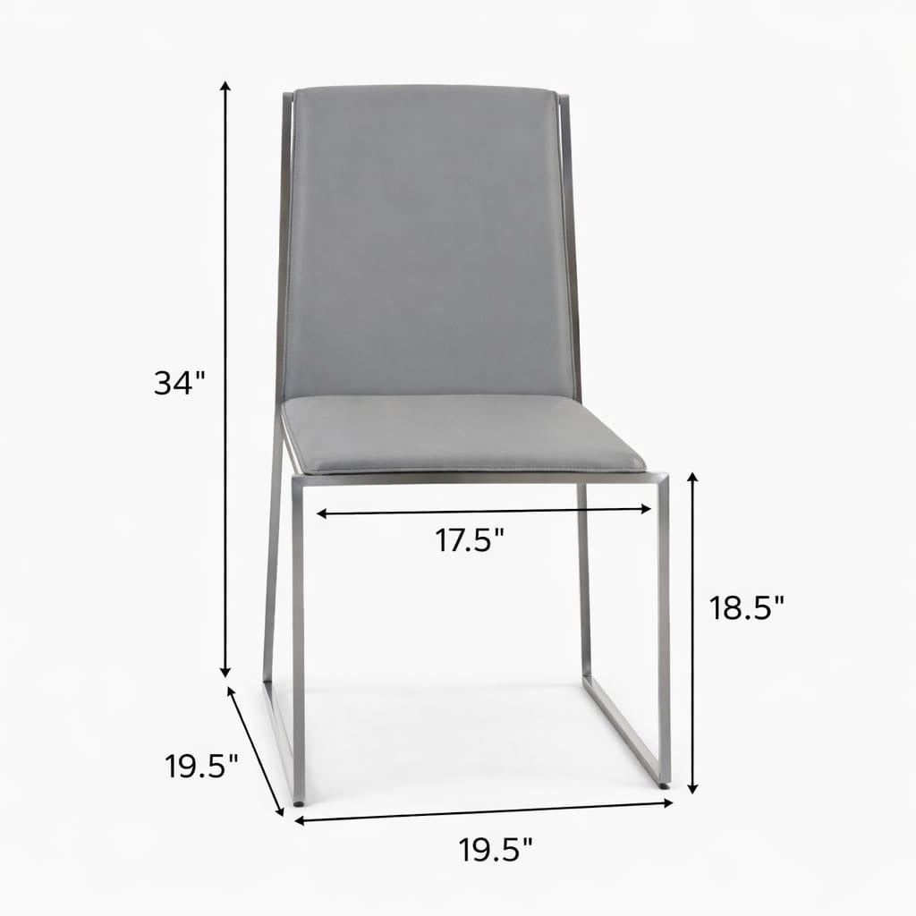 Modern Grey Upholstered Dining Chair with Metal Sled Base | Minimalist Armless Kitchen & Restaurant Chair | Contemporary Home Furniture