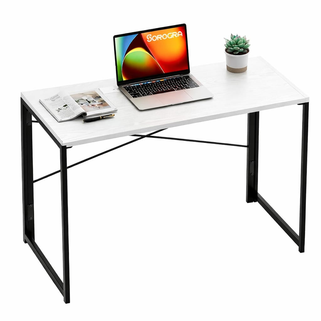 Modern Minimalist Folding table | Black Industrial Study Desk | Space saving Foldable table