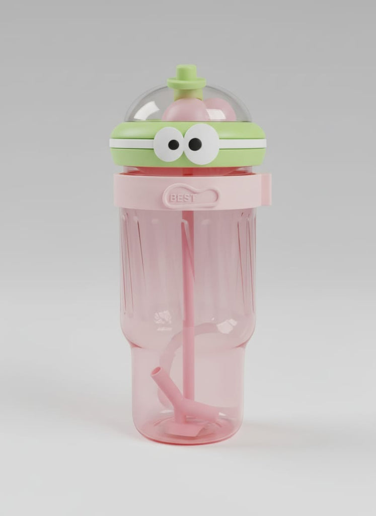 Cute Monster-Themed Drinking Cup with Straw & Handle – 900ml Large Capacity