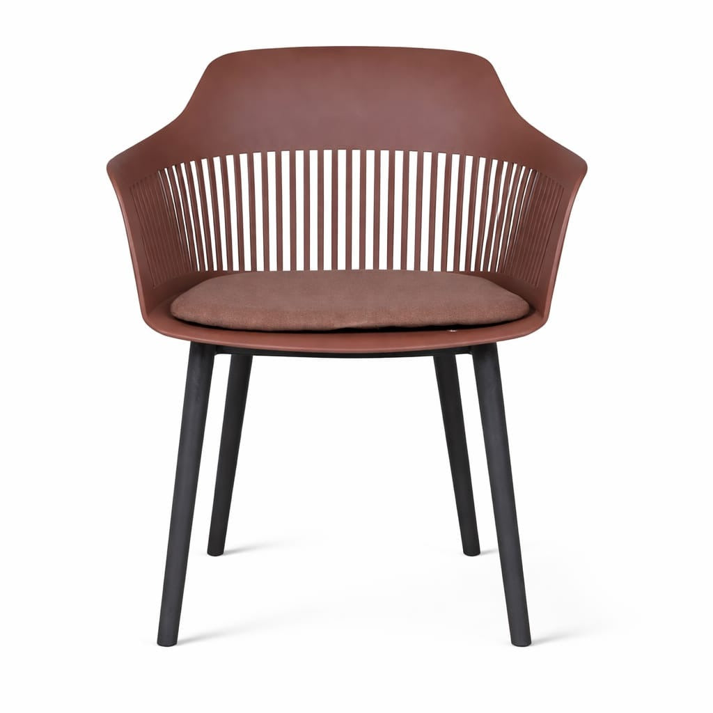 Modern Brown Plastic Dining Chair with Cushion Seat & Metal Legs – Contemporary Kitchen & Living Room Accent Chair