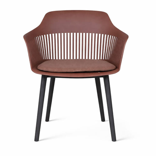 Modern Brown Plastic Dining Chair with Cushion Seat & Metal Legs – Contemporary Kitchen & Living Room Accent Chair