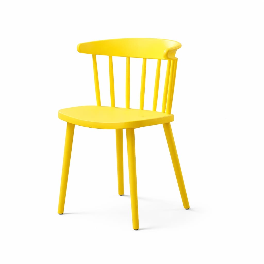 Modern Yellow Plastic Dining Chair – Contemporary Armless Accent Chair for Kitchen, Café & Living Room