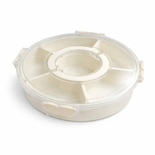 Round Airtight Plastic Snack & Dry Fruit Storage Container with Compartments