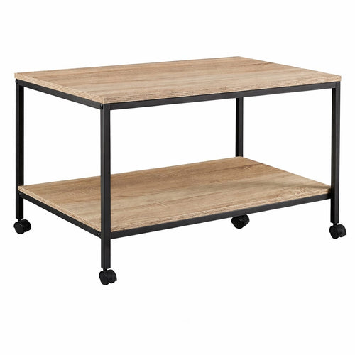 Metal Heavy Duty Coffee Center Wheels 2-Tier Tea Table with Storage Shelf, Cocktail Table TV Stand Accent Furniture for Home Office Living Room