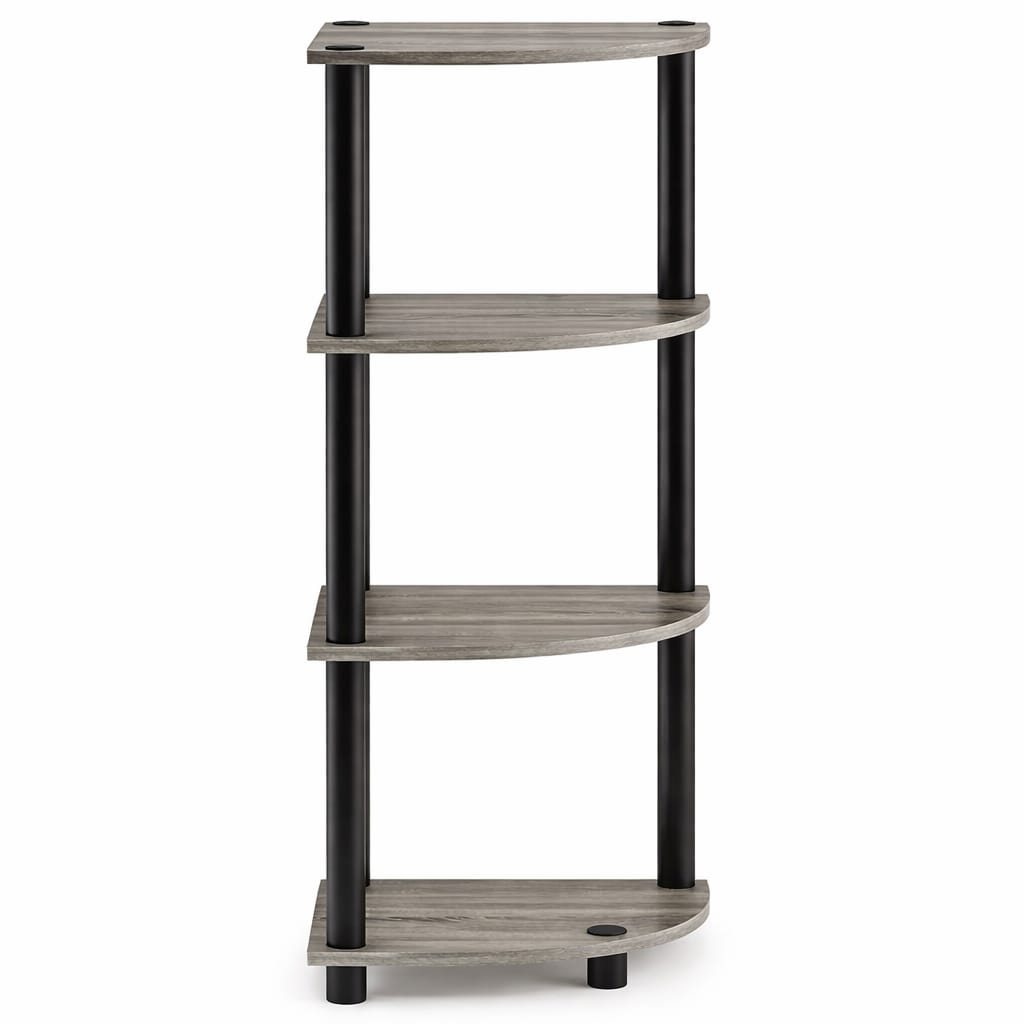 4 Tier Corner Standing Wall Shelf Display Rack Furniture Turn-N-Tube End Table Display Rack, Hallway, Living Room, Metal, Easy Assembly, Space Saving, Industrial