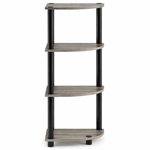 4 Tier Corner Standing Wall Shelf Display Rack Furniture Turn-N-Tube End Table Display Rack, Hallway, Living Room, Metal, Easy Assembly, Space Saving, Industrial