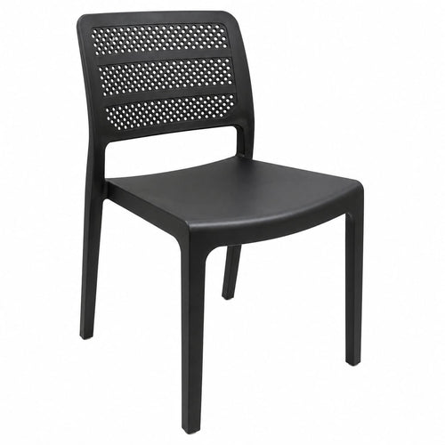Contemporary Perforated Dining Chair – Lightweight Matte Black Side Chair with Breathable Lattice Back, Durable Modern Seating for Kitchen, Restaurant, or Office – Minimalist Style