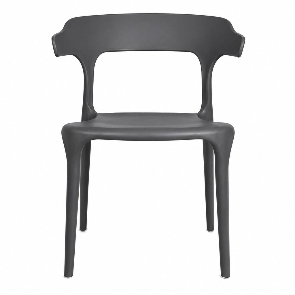 Modern Black Plastic Chair with Armrest – Minimalist Ergonomic Dining Chair, Lightweight Durable Seating for Home, Office, Cafe & Balcony