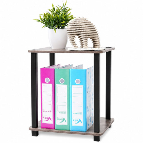 End Table and Shelf Stand: Turn-N-Tube Corner Display Rack for Living Room and Hallway, Space-Saving, Easy Assembly, Engineered Wood, Floor and Wall Standing (2 * 2 end Table)
