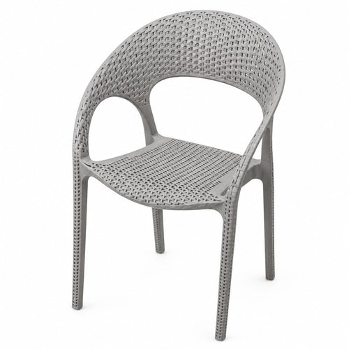 Premium Grey Woven Plastic Arm Chair – Modern Indoor & Outdoor Seating Chair