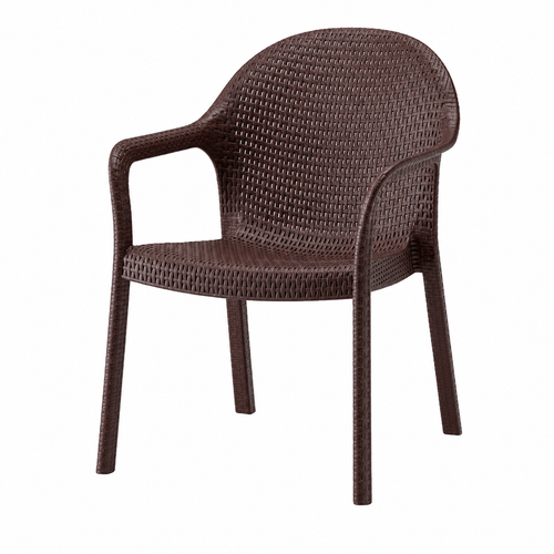 Premium Brown Woven Plastic Armchair – Durable, Lightweight & Modern Indoor/Outdoor Chair