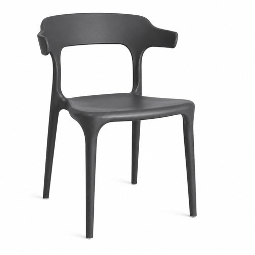 Modern Black Plastic Chair with Armrest – Minimalist Ergonomic Dining Chair, Lightweight Durable Seating for Home, Office, Cafe & Balcony