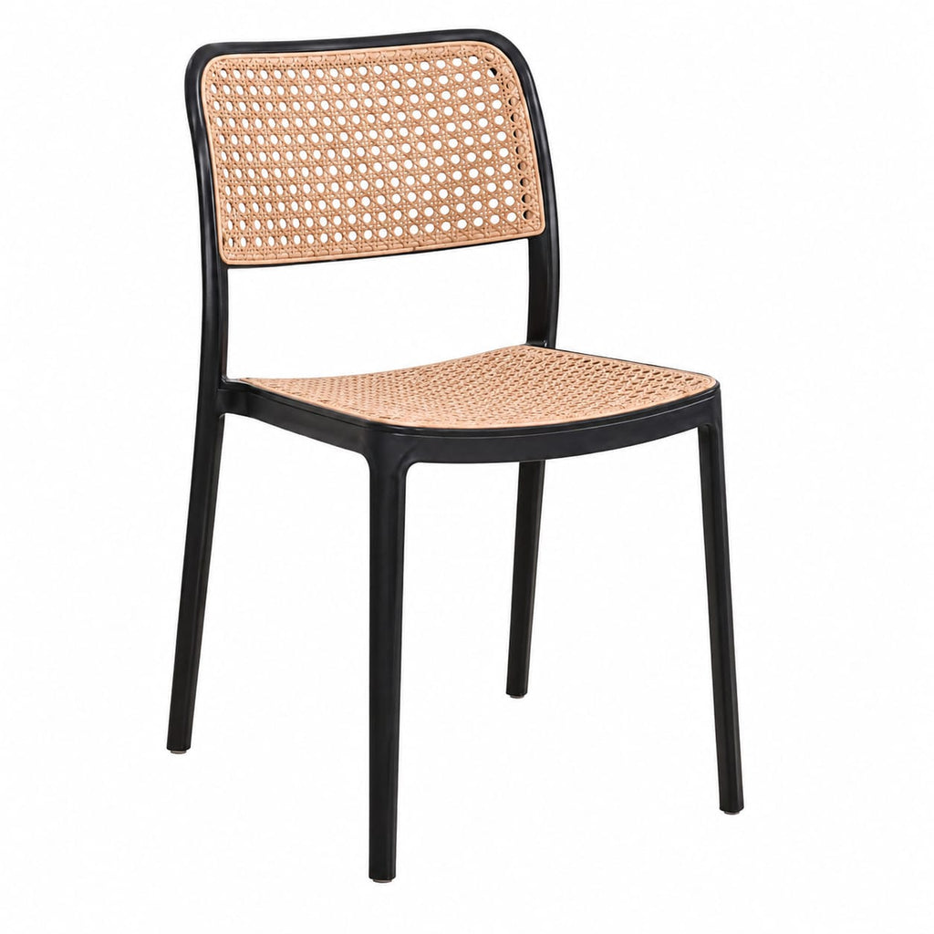 Modern Sculptural Dining Chair – Ergonomic Armchair with Mid-Century Flair, Durable Matte Polypropylene, Stackable Accent Seating for Dining Room, Patio, or Home Office – Sandy Beige