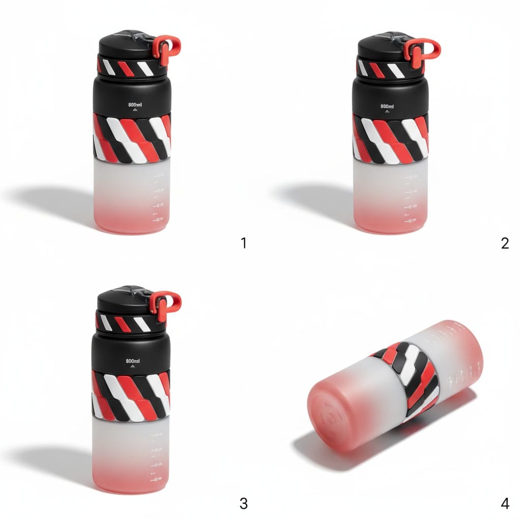 Gradient Sports Water Bottle – 800ml (with Anti-Slip Silicone Grip & Locking Cap)