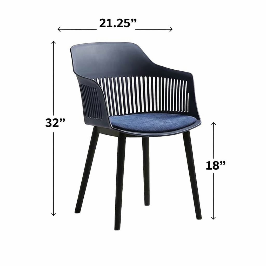 Modern Plastic Dining Chair with Armrest & Cushioned Seat – Contemporary Accent Chair with Sturdy Black Legs for Dining Room, Living Room & Office