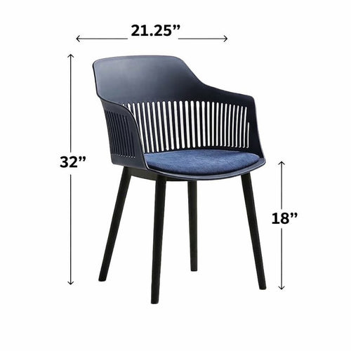 Modern Plastic Dining Chair with Armrest & Cushioned Seat – Contemporary Accent Chair with Sturdy Black Legs for Dining Room, Living Room & Office