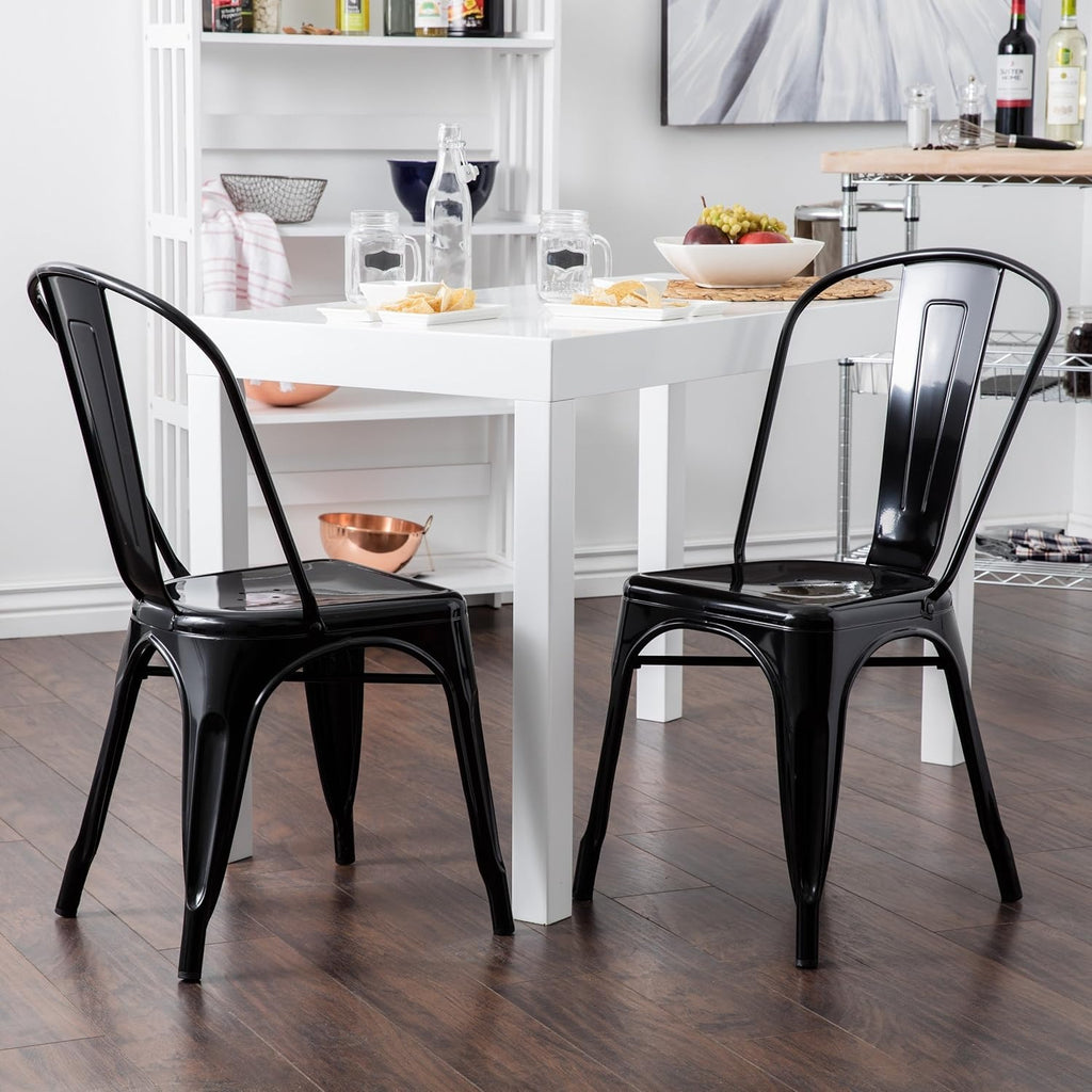 Industrial Metal Dining Chair – Black Tolix Style Steel Chair | Modern Stackable Café, Restaurant & Home Seating
