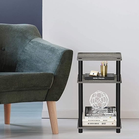 3 -Tier Turn-N-Tube 2-Pack End Table Display Rack Hallway, Living Room, Metal, Easy Assembly, Space Saving, Industrial