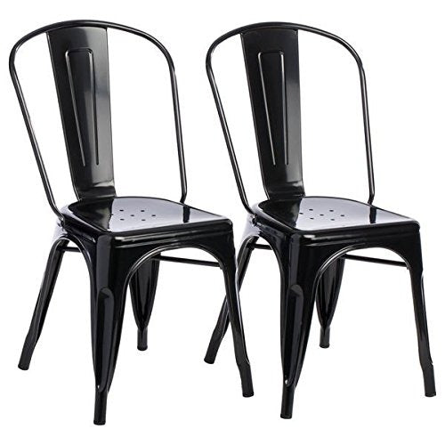 Industrial Metal Dining Chair – Black Tolix Style Steel Chair | Modern Stackable Café, Restaurant & Home Seating