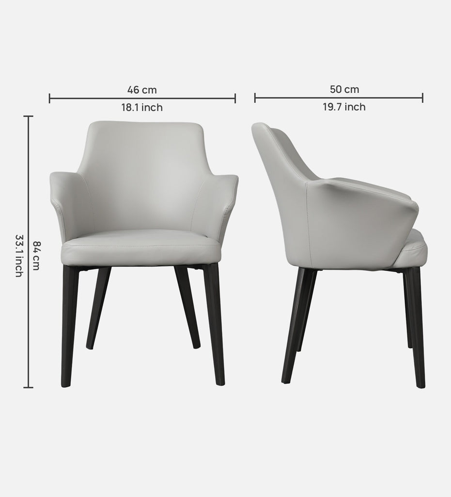 Modern Grey Upholstered Arm Dining Chair | Minimalist Metal Leg Lounge Chair | Luxury Living Room & Restaurant Accent Chair