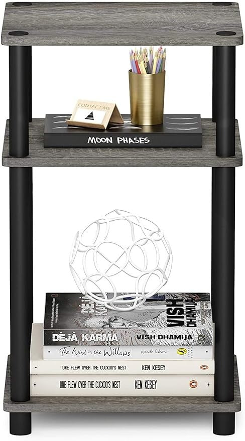 3 -Tier Turn-N-Tube 2-Pack End Table Display Rack Hallway, Living Room, Metal, Easy Assembly, Space Saving, Industrial