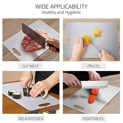 Homes Steel Chopping Board Kitchen Double-Sided Straight Multi-Purpose Cutting Chopping Kneading Board