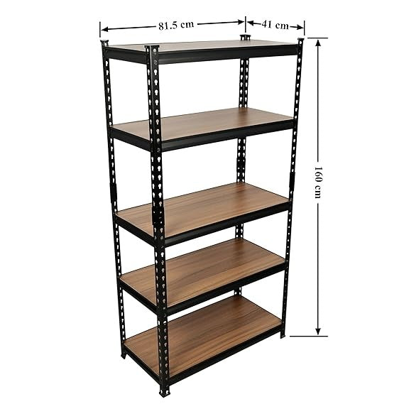 12-5 Shelf Black Matte Finish Adjustable Shelving Unit Storage Display Rack Steel Boltless Rivet Rack